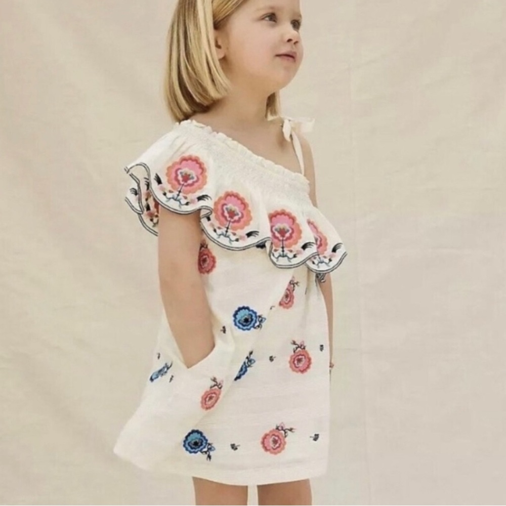EUC Girls Plenty by Tracy Reese Floral One Shoulder Dress Mommy & Me Size 7/8